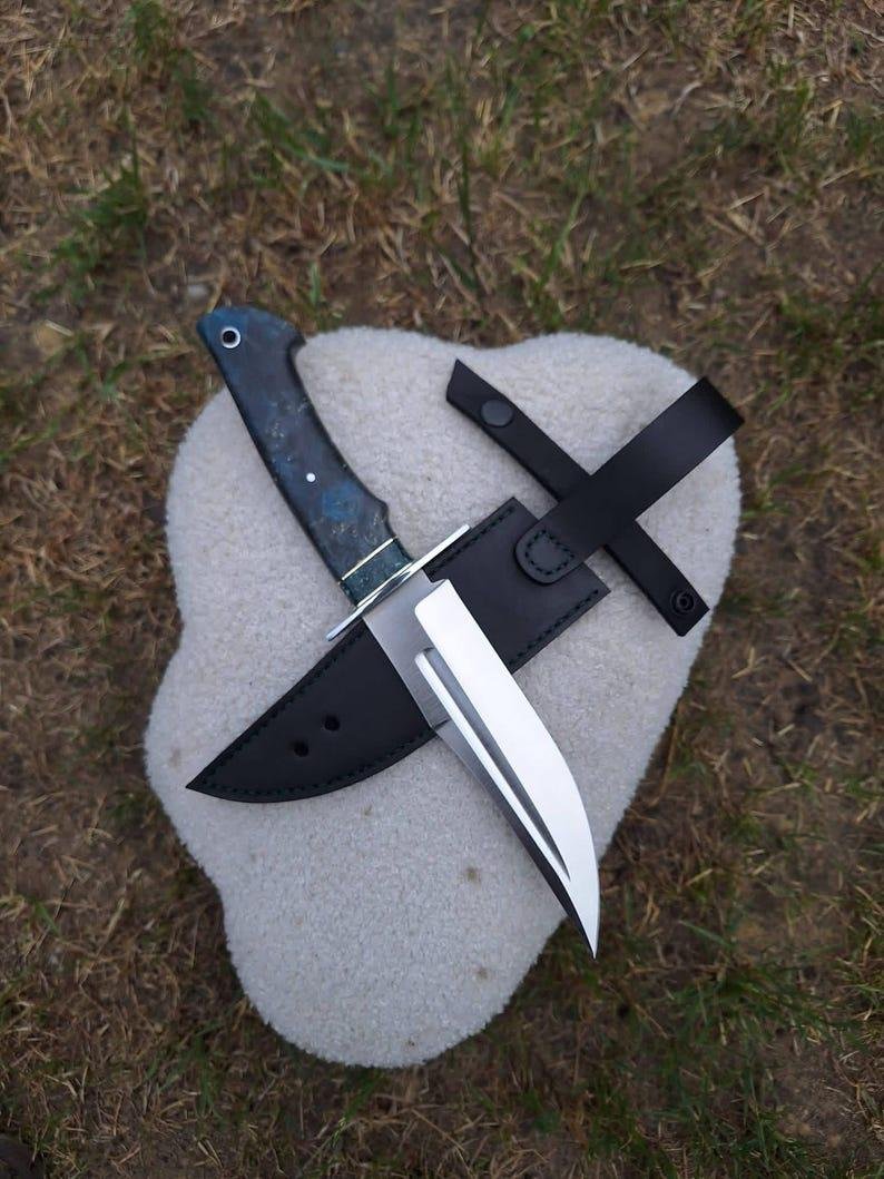 Handmade Bowie Knife | High Carbon Steel, Resin Handle, Leather Sheath - Image 7
