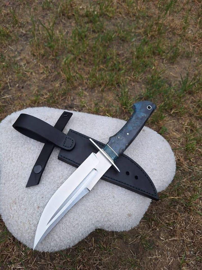 Handmade Bowie Knife | High Carbon Steel, Resin Handle, Leather Sheath - Image 6