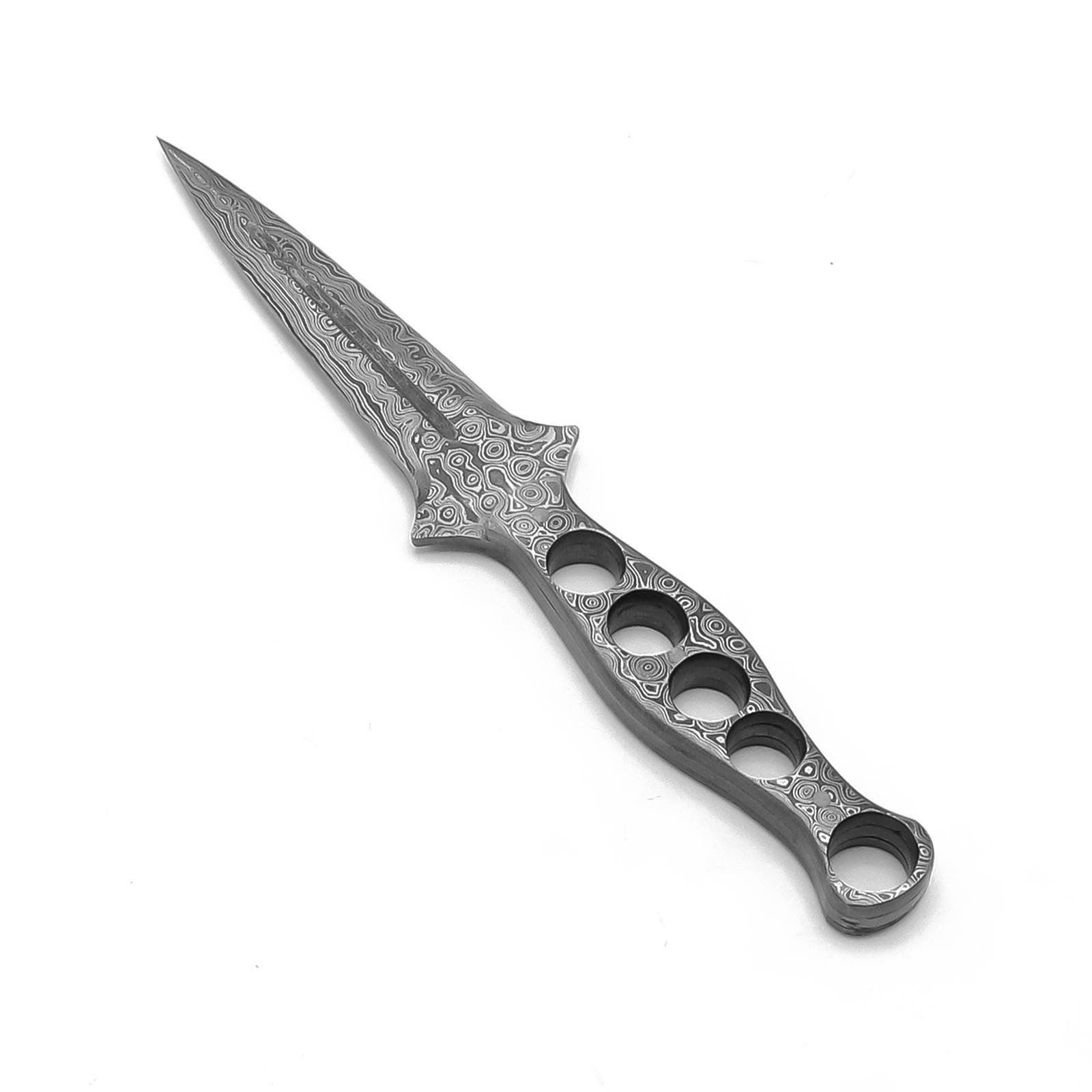 Handmade Raindrop Damascus Dagger | Boot Knife with Damascus Handle & Leather Sheath - Image 4