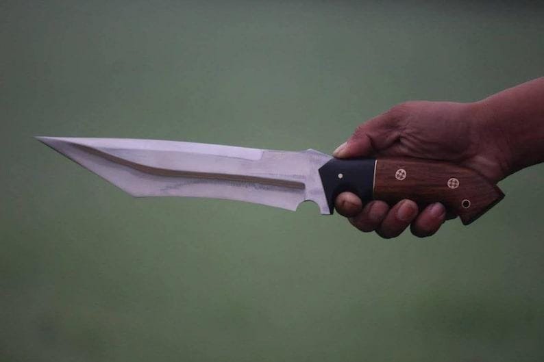 Handmade Full Tang Camping Knife | High Carbon Steel, Rosewood Micarta Handle, Leather Sheath - Image 5