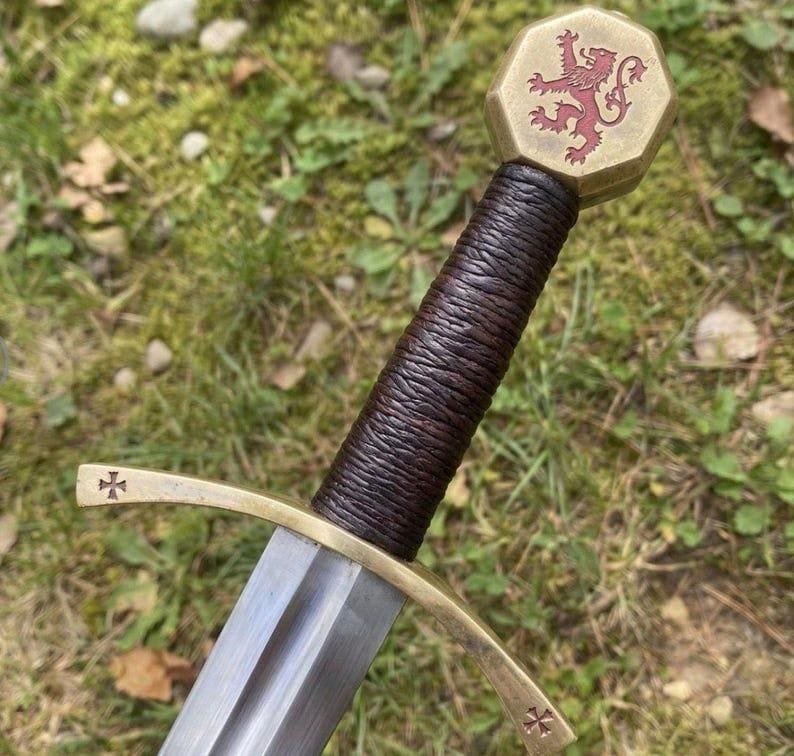 Hand Forged Scottish Longsword | 5160 Spring Steel | Rosewood Handle | Leather Scabbard | Medieval Display Sword - Image 2