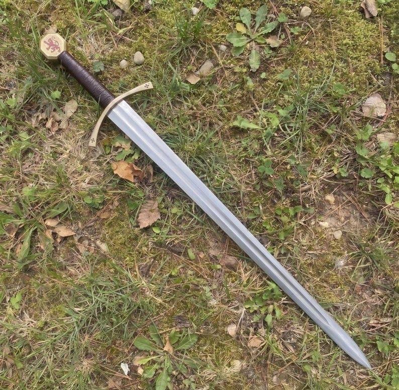 Hand Forged Scottish Longsword | 5160 Spring Steel | Rosewood Handle | Leather Scabbard | Medieval Display Sword - Image 4