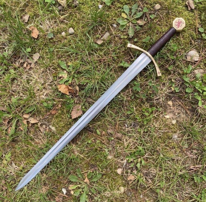 Hand Forged Scottish Longsword | 5160 Spring Steel | Rosewood Handle | Leather Scabbard | Medieval Display Sword - Image 5