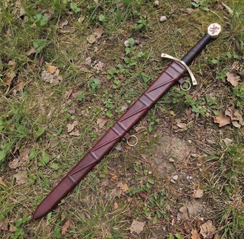 Hand Forged Scottish Longsword | 5160 Spring Steel | Rosewood Handle | Leather Scabbard | Medieval Display Sword - Image 6
