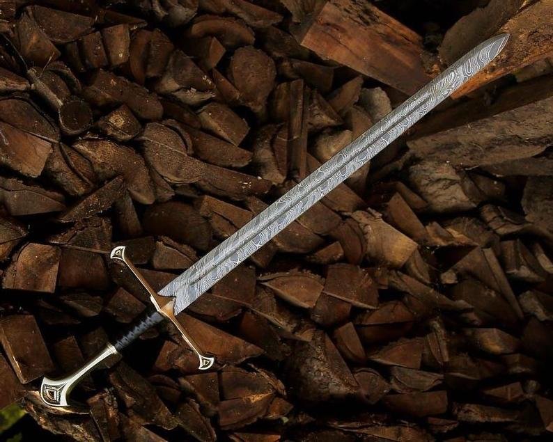 Hand Forged Damascus Longsword | Medieval Fantasy Sword | Leather Sheath | Custom Collector Display Sword - Image 3