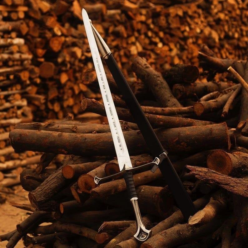 Handmade Fantasy Sword | High Carbon Steel Medieval Sword | Leather Wrapped Grip | Cosplay Display Replica - Image 4