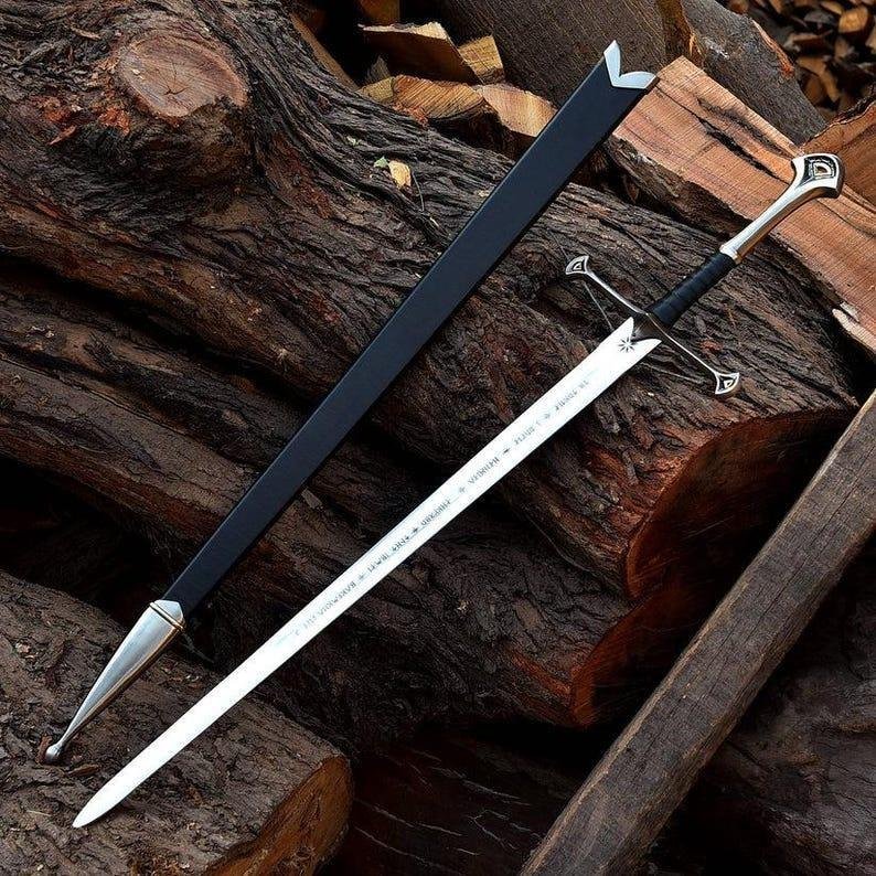 Handmade Fantasy Sword | High Carbon Steel Medieval Sword | Leather Wrapped Grip | Cosplay Display Replica - Image 2