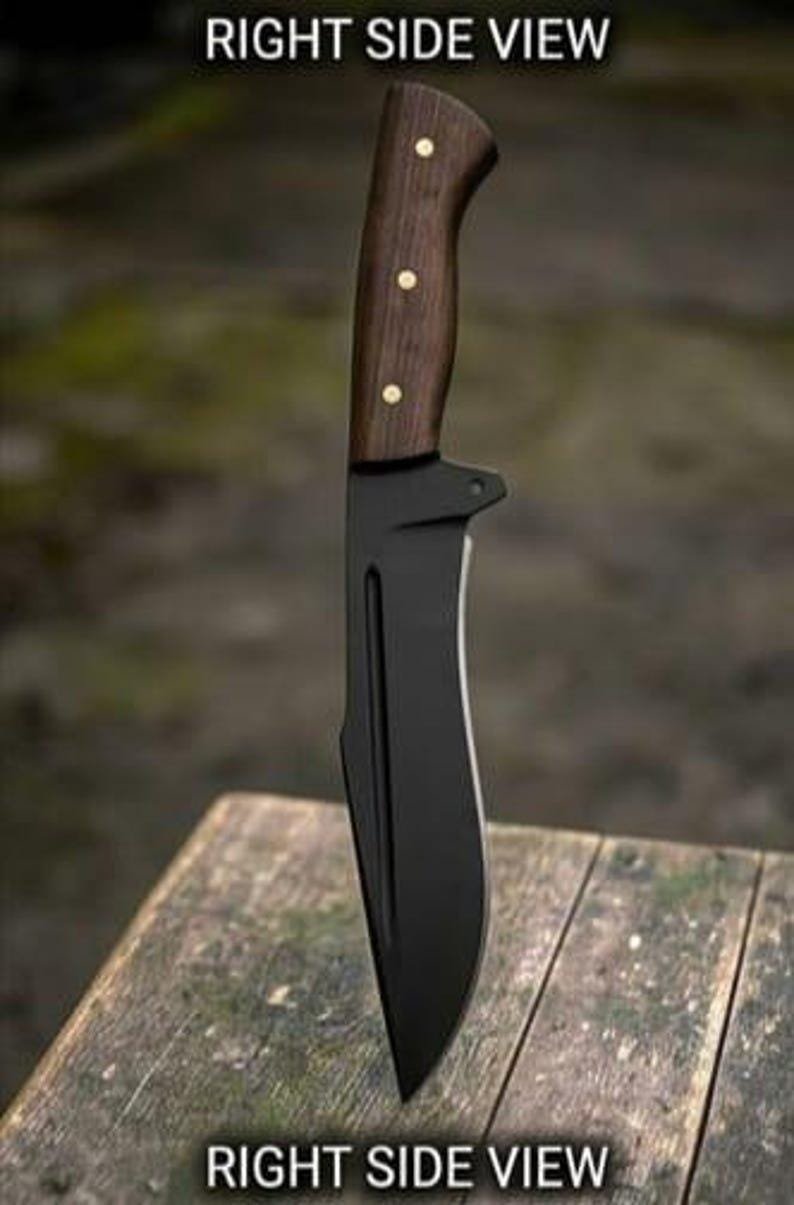 Handmade Hunting Knife | Full Tang Fixed Blade with Wood Handle & Genuine Leather Sheath - Image 3