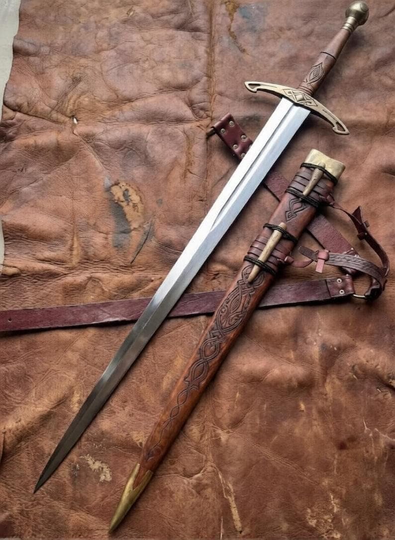 Hand-Forged Medieval Sword | Full Tang Steel, Viking Style, Leather Scabbard (36" Overall) - Image 4