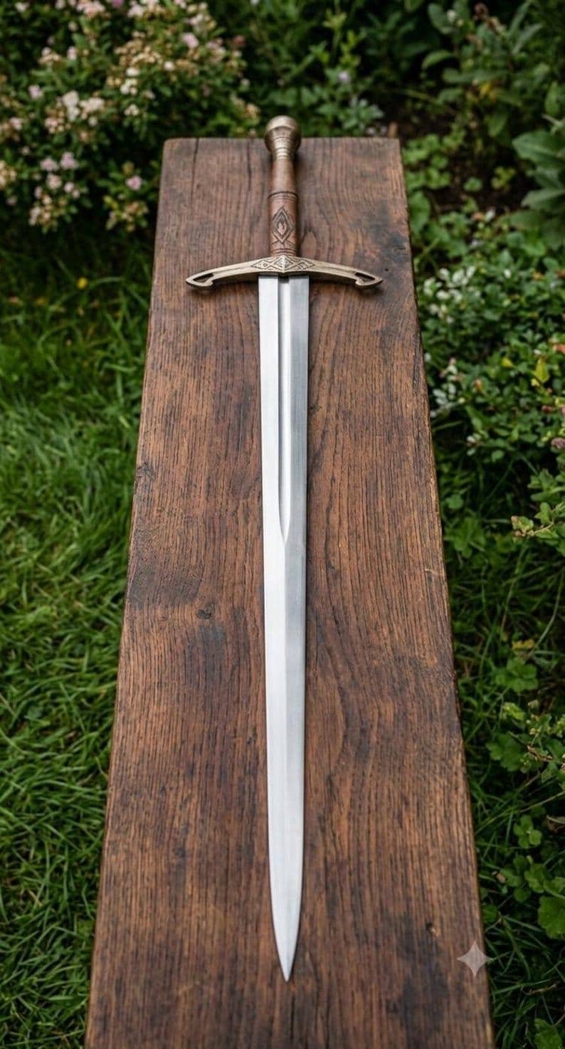 Hand-Forged Medieval Sword | Full Tang Steel, Viking Style, Leather Scabbard (36" Overall) - Image 5