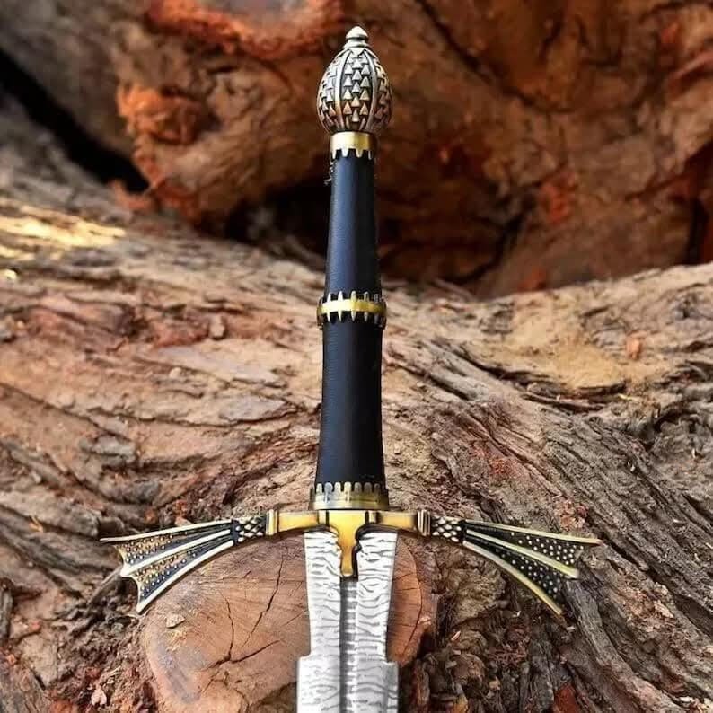 Handmade Stainless Steel Fantasy Sword | Etched Blade, Medieval Wall Decor - Image 3