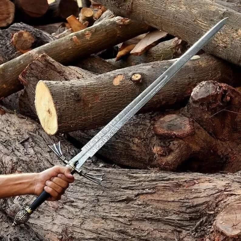 Handmade Stainless Steel Fantasy Sword | Etched Blade, Medieval Wall Decor - Image 5