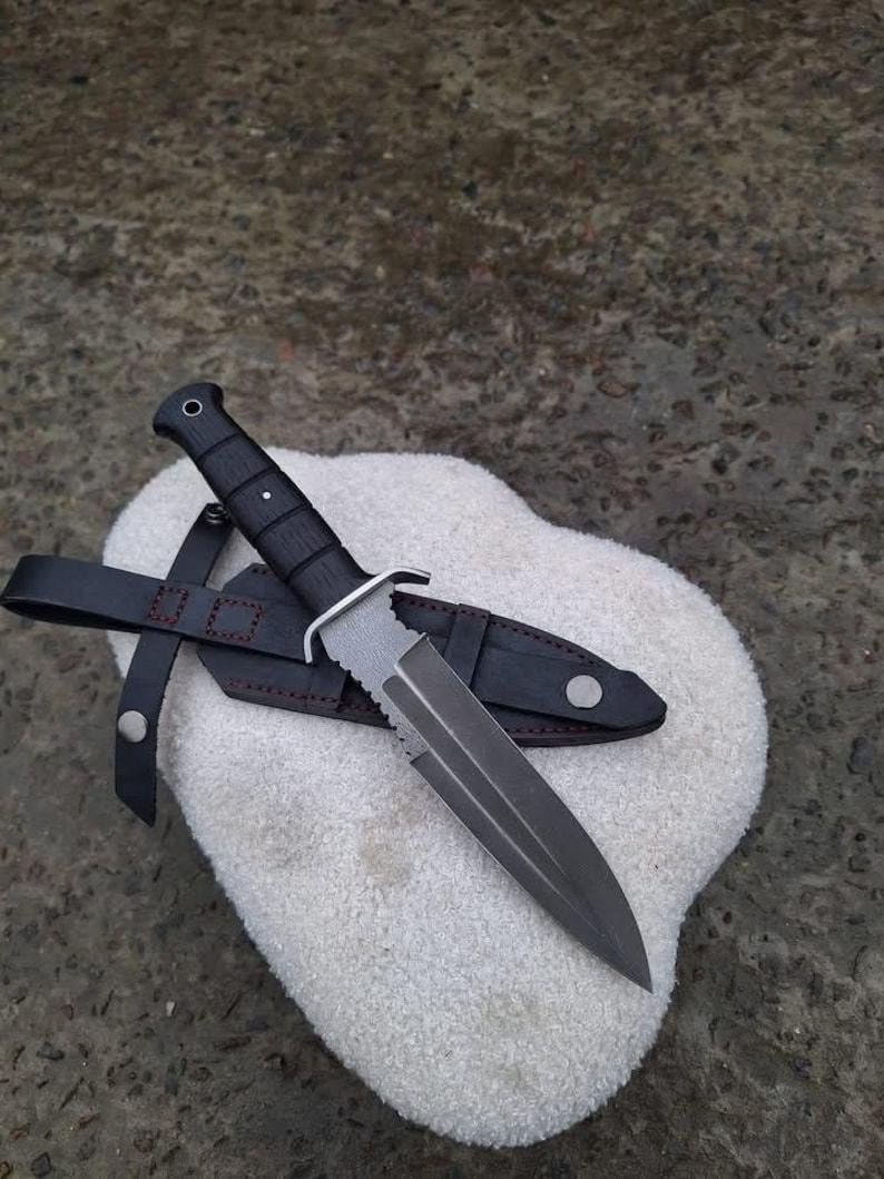 Handmade 440C Bowie Knife | Fixed Blade Bushcraft Knife with Leather Sheath | Outdoor Collector Knife - Image 2