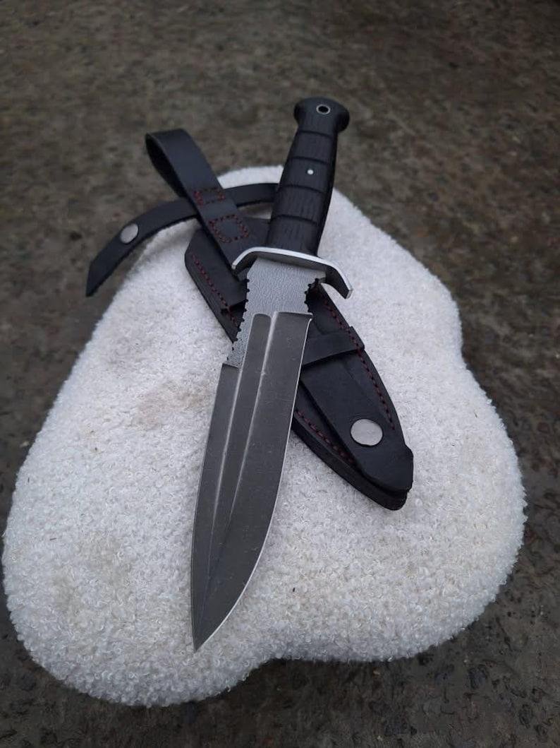 Handmade 440C Bowie Knife | Fixed Blade Bushcraft Knife with Leather Sheath | Outdoor Collector Knife - Image 4