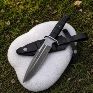 Handmade 440C Bowie Knife | Fixed Blade Bushcraft Knife with Leather Sheath | Outdoor Collector Knife