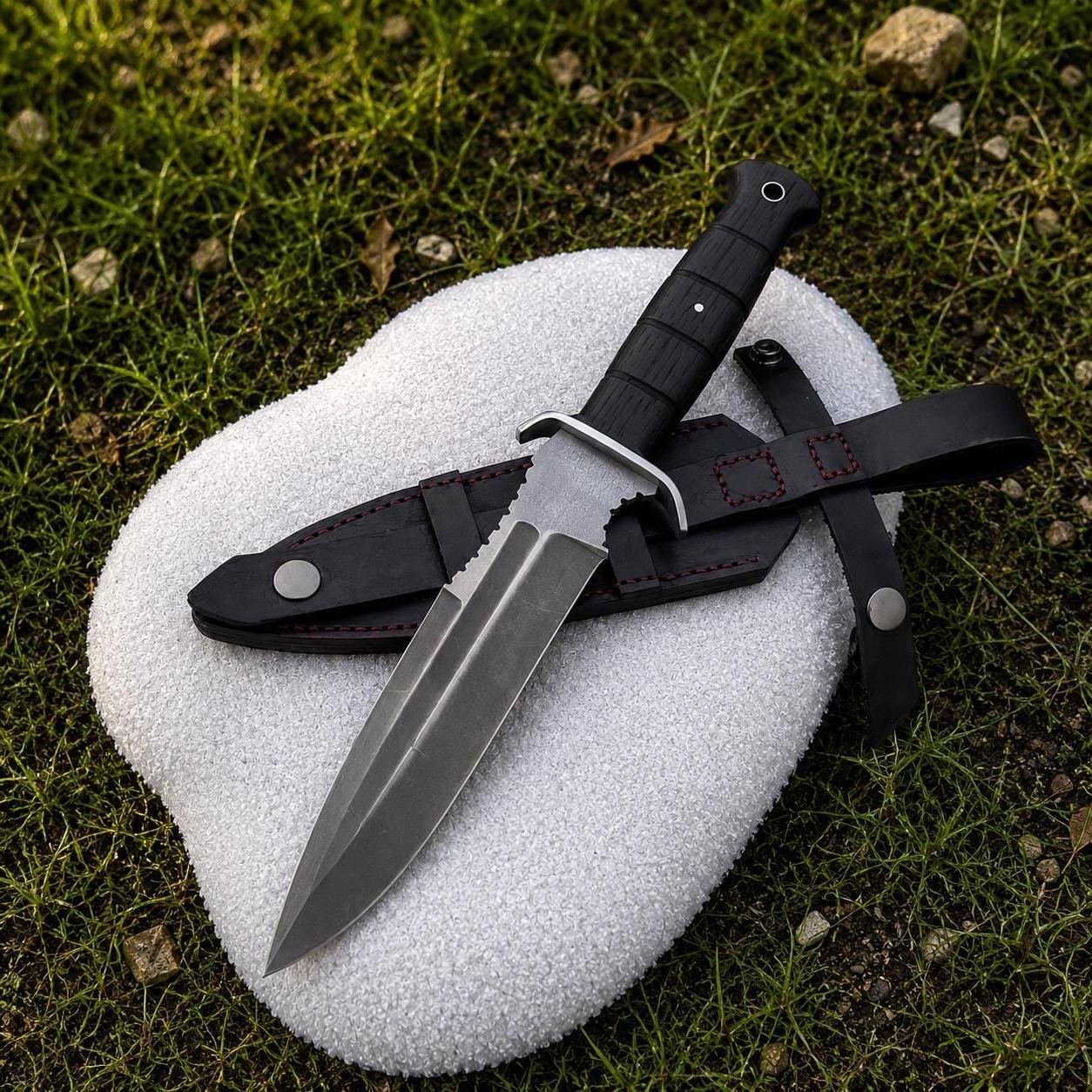 Handmade 440C Bowie Knife | Fixed Blade Bushcraft Knife with Leather Sheath | Outdoor Collector Knife