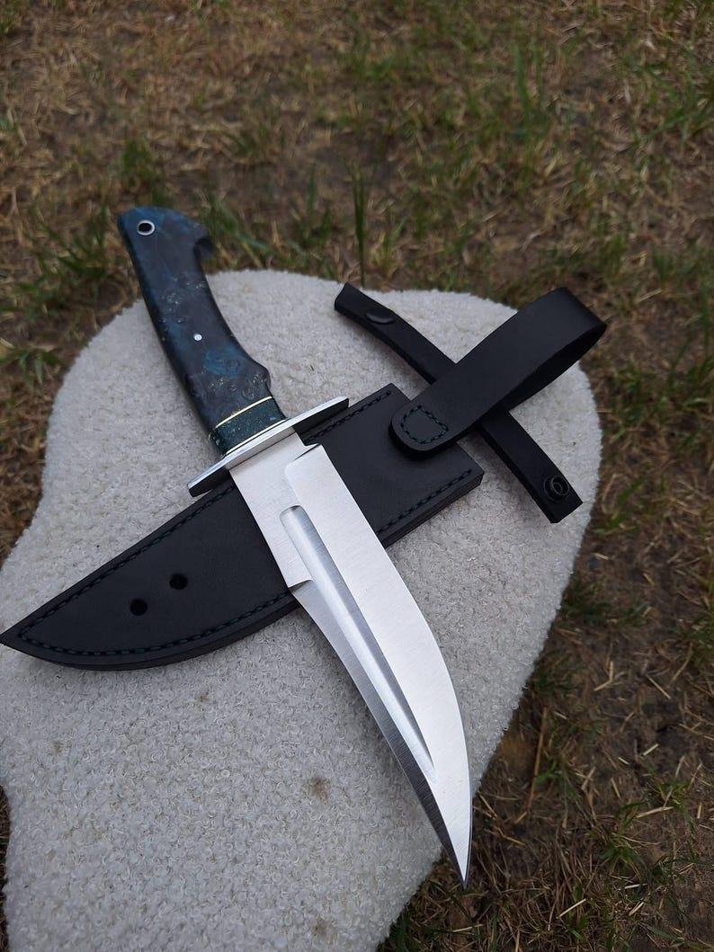 Handmade Bowie Knife | High Carbon Steel, Resin Handle, Leather Sheath - Image 4