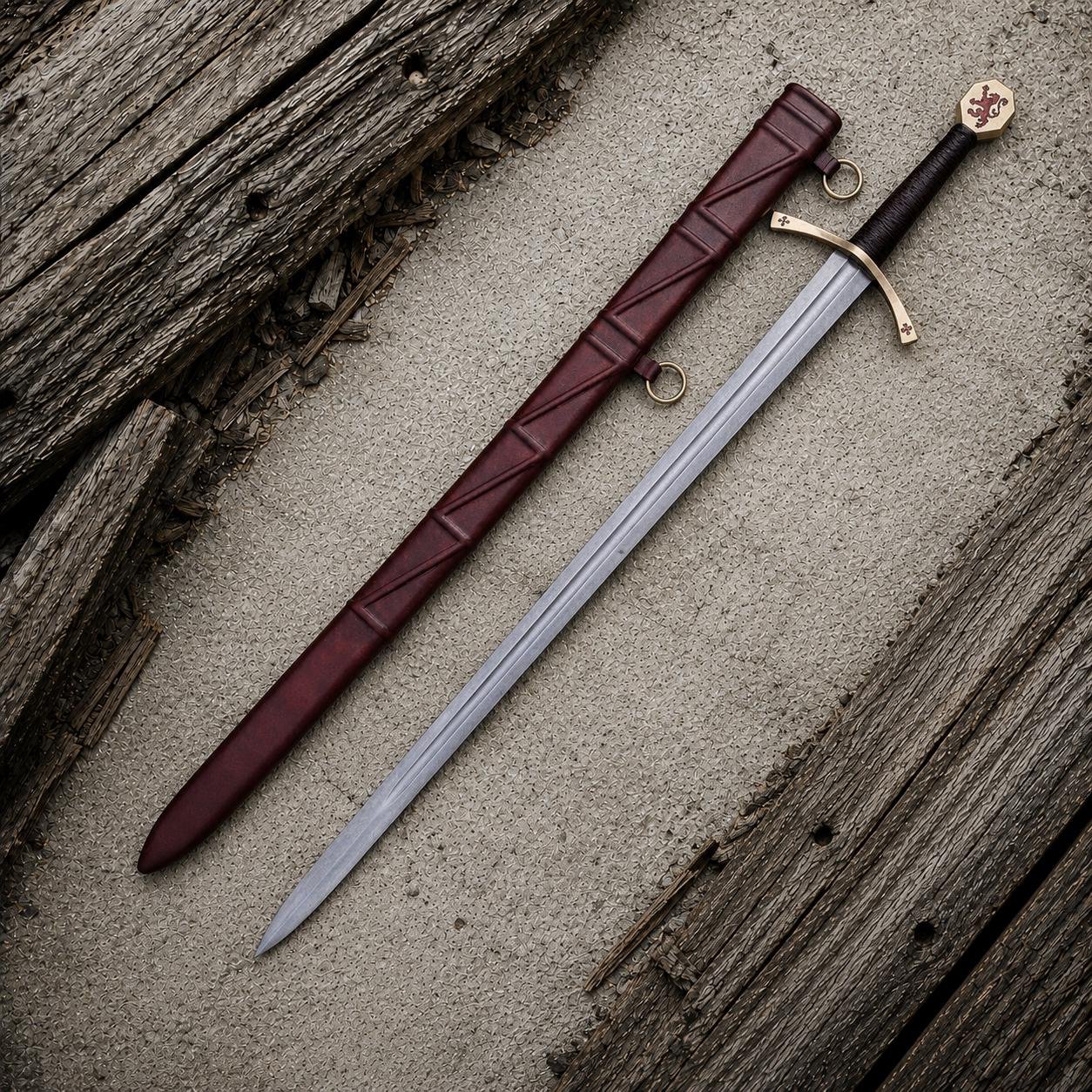 Hand Forged Scottish Longsword | 5160 Spring Steel | Rosewood Handle | Leather Scabbard | Medieval Display Sword
