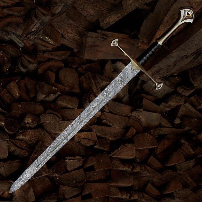 Hand Forged Damascus Longsword | Medieval Fantasy Sword | Leather Sheath | Custom Collector Display Sword - Image 2