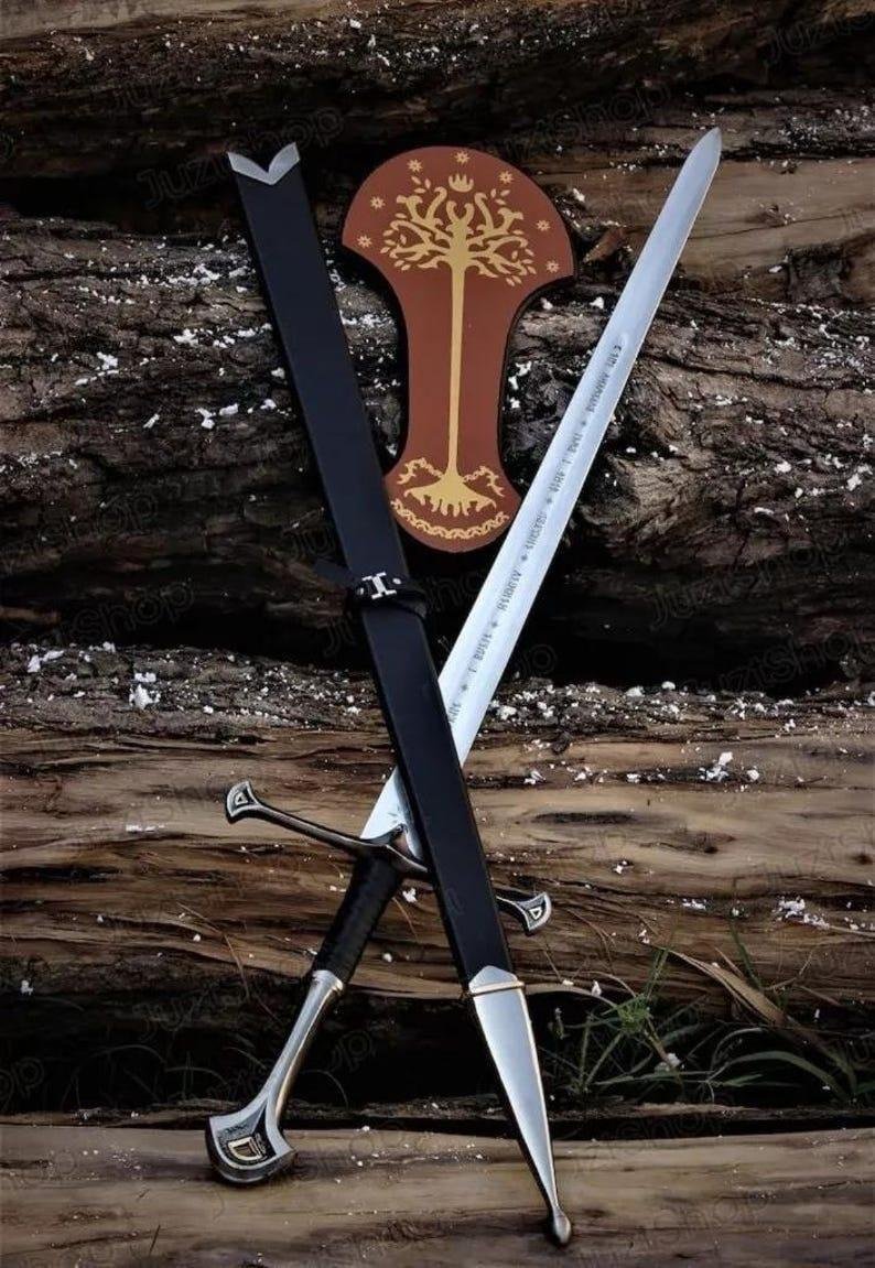 Handmade Fantasy Sword | High Carbon Steel Medieval Sword | Leather Wrapped Grip | Cosplay Display Replica - Image 3