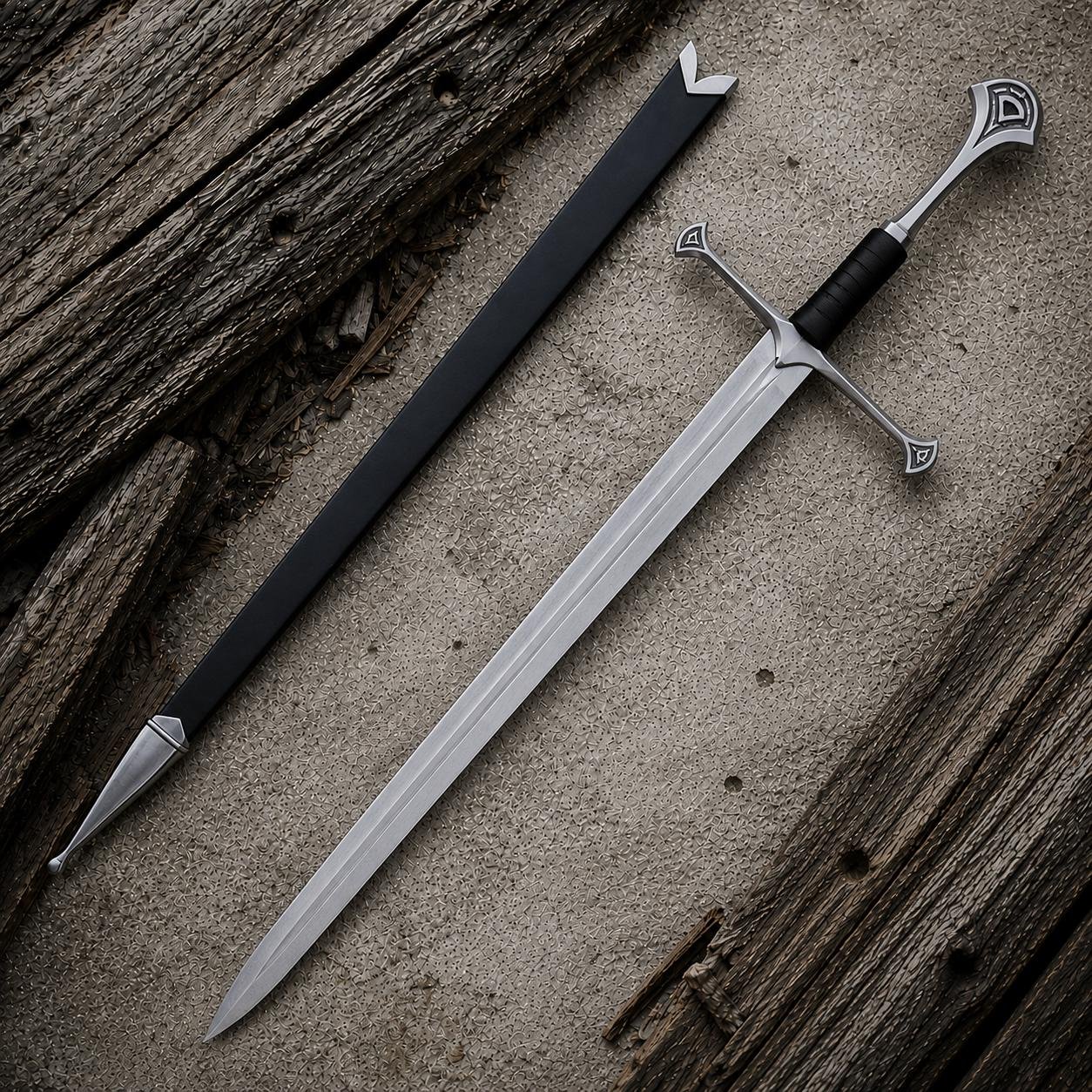 Handmade Fantasy Sword | High Carbon Steel Medieval Sword | Leather Wrapped Grip | Cosplay Display Replica