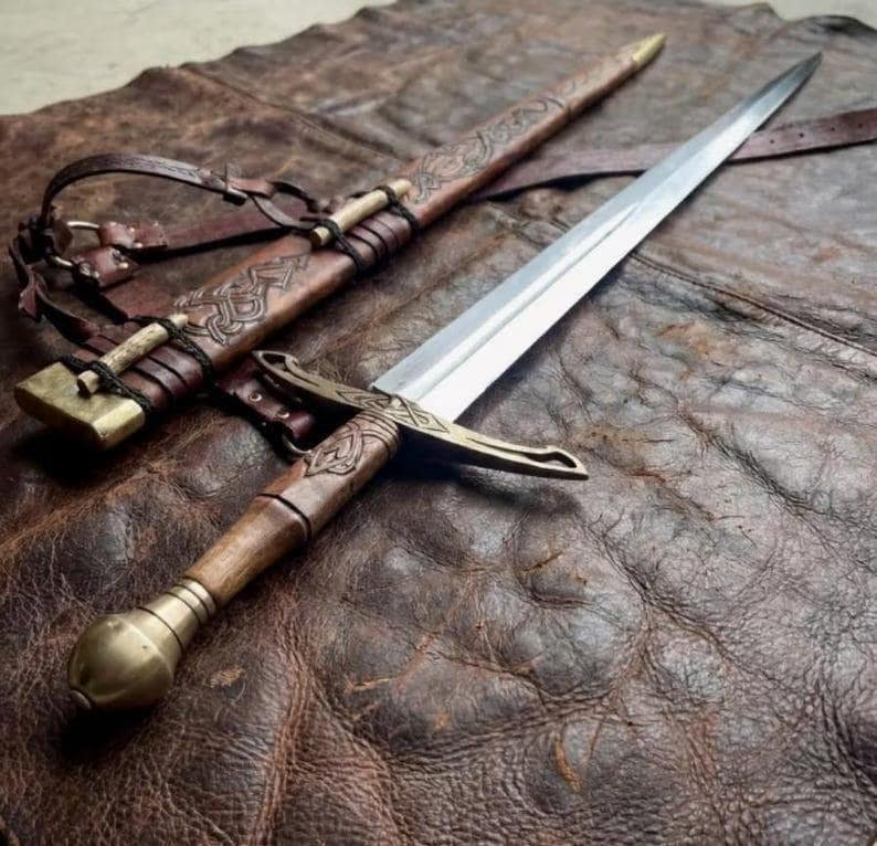 Hand-Forged Medieval Sword | Full Tang Steel, Viking Style, Leather Scabbard (36" Overall) - Image 3