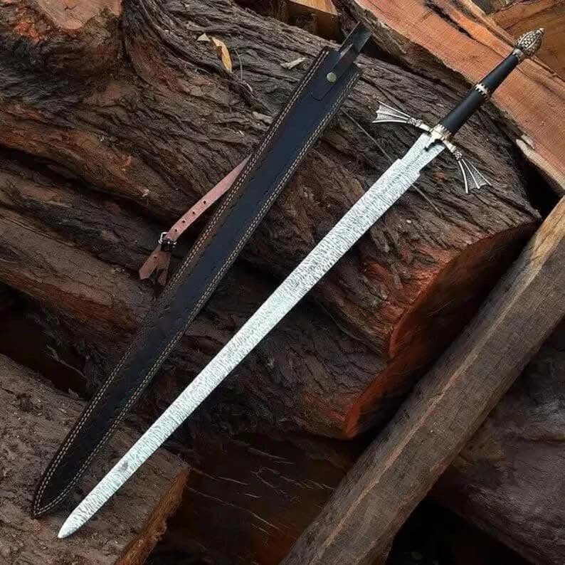 Handmade Stainless Steel Fantasy Sword | Etched Blade, Medieval Wall Decor - Image 4