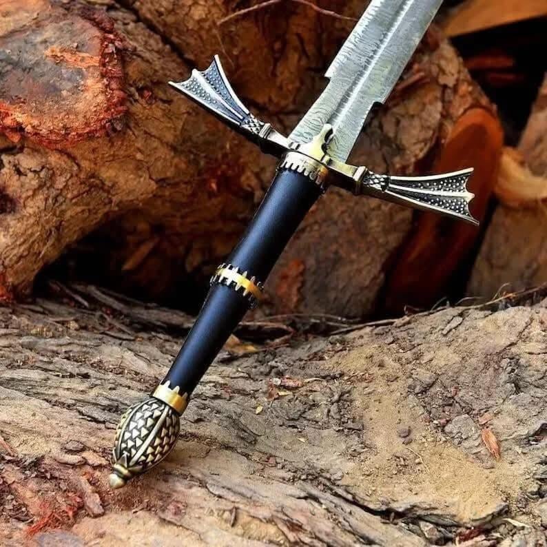 Handmade Stainless Steel Fantasy Sword | Etched Blade, Medieval Wall Decor - Image 6